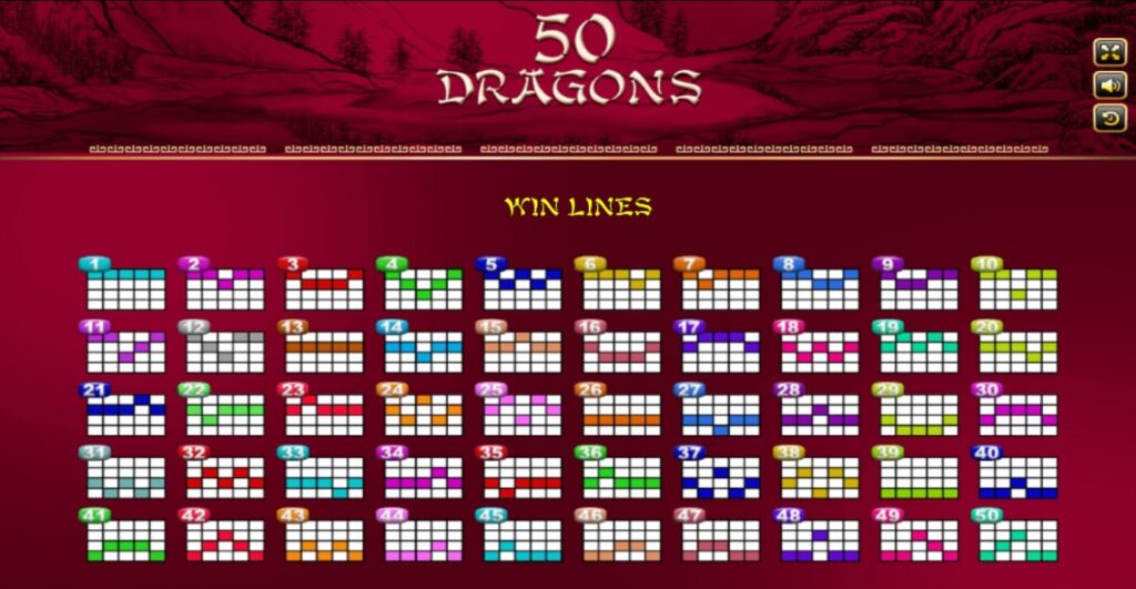 เว็บใหญjXOSLOTคุณสมบัติเกมสล็อต Fifty Dragons Lines