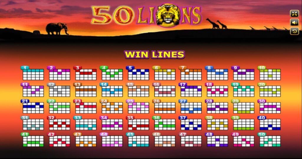 เล่น XO คุณสมบัติเกมสล็อต Fifty Lions Lines​