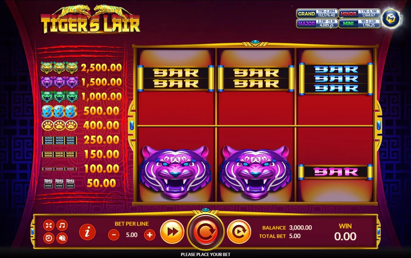 SLOTXO เว็บตรงไม่ผ่านเอเย่นต์สัญลักษณ์ของเกม Tiger’s Lair Slot Games