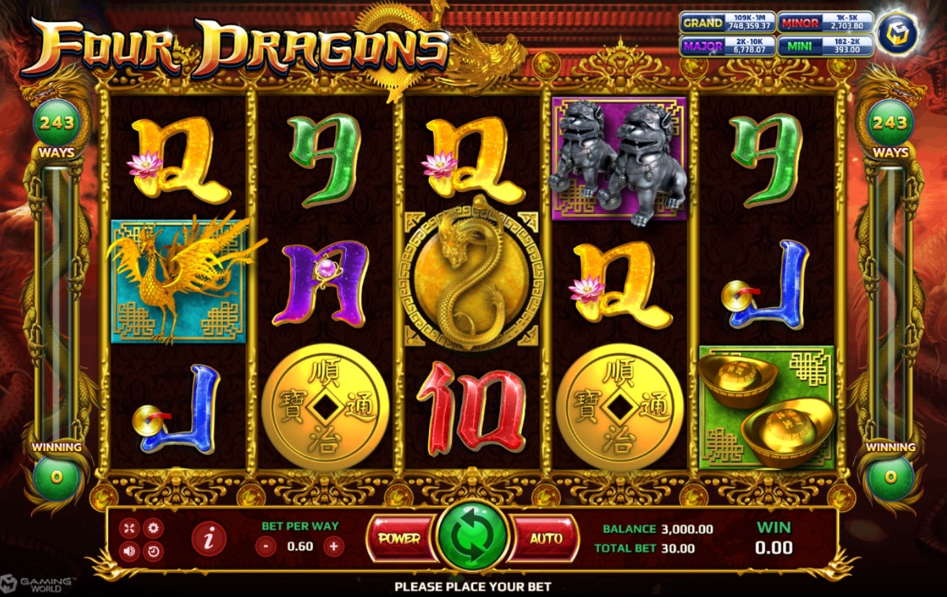 XOSLOT สัญลักษณ์ของเกม Four Dragons Slot Games