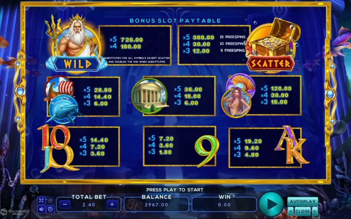 กระดานบิงโก Neptune Treasure พร้อมสัญลักษณ์สมบัติและเปลือกหอย