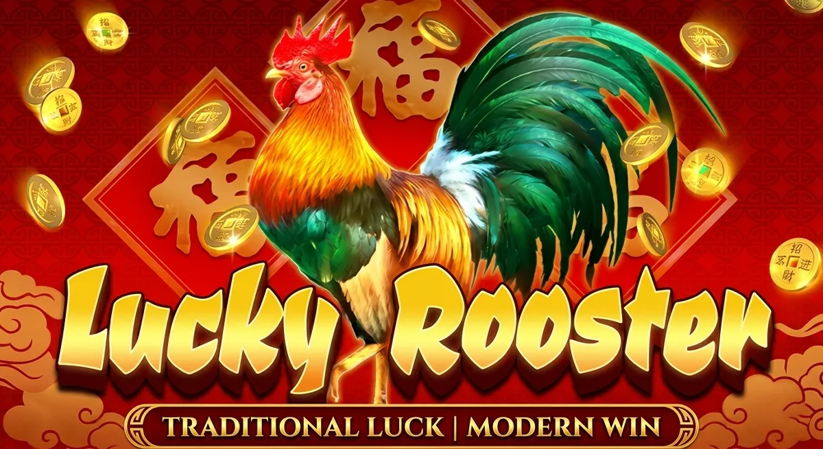 หน้าจอเกมธีมจีนสีแดงทองและสัญลักษณ์โชคลาภ