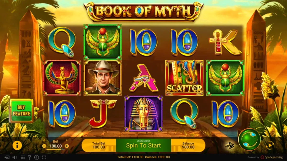 BOOK OF MYTH เกมสล็อต Spadegaming ธีมหนังสือโบราณและวิหารลึกลับ