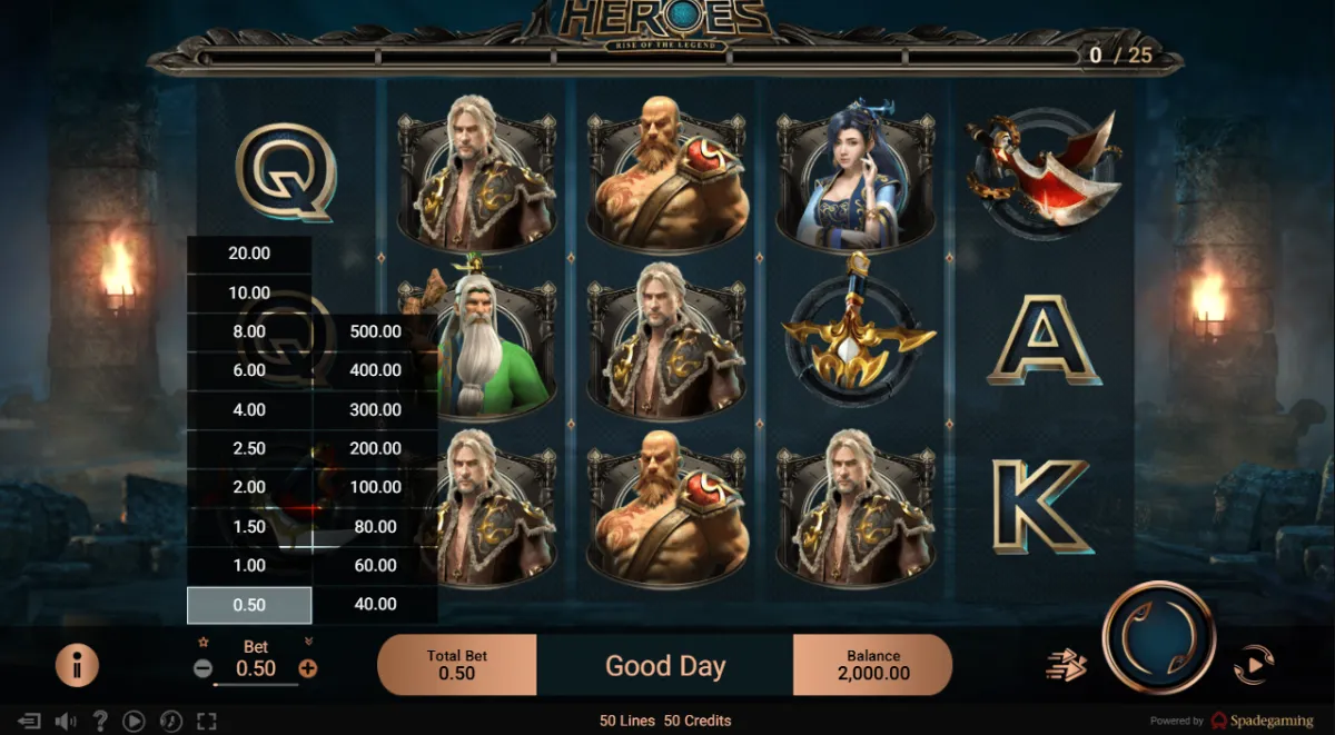 HEROES เกมสล็อต Spadegaming ธีมนักรบ อัศวิน และโลกแฟนตาซี