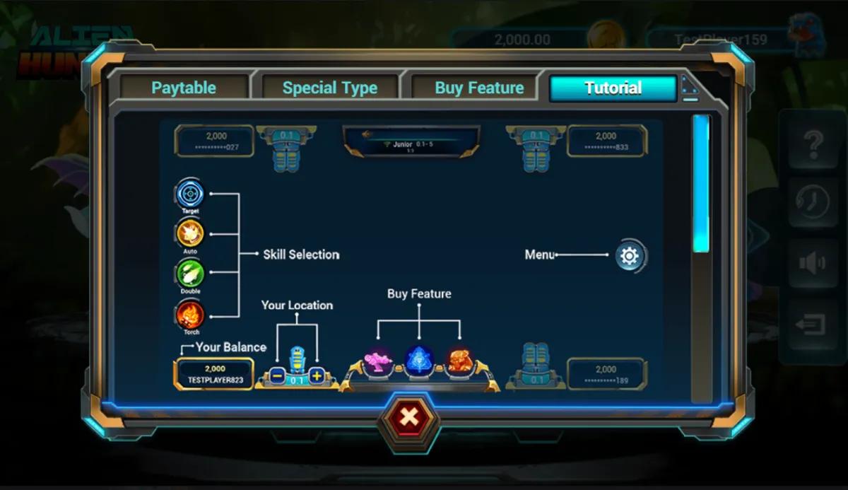 บรรยากาศการสำรวจจักรวาลในเกมสล็อต JOKER LUCKY ALIEN HUNTER พร้อมเอฟเฟกต์แสงสี