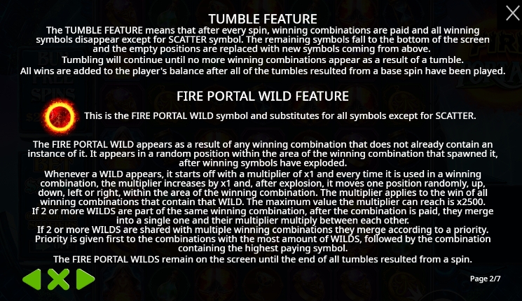 คำอธิบาย Tumble และ Fire Portal Wild ภายในเกม