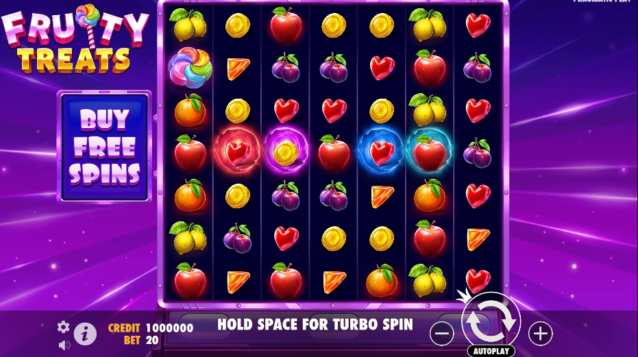 หน้าตาราง Fruity Treats ขนาด 7 คอลัมน์ 7 แถว