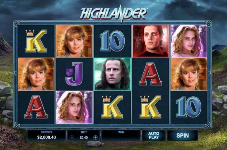 ภาพวงล้อเกม Highlander และตัวละครจากภาพยนตร์