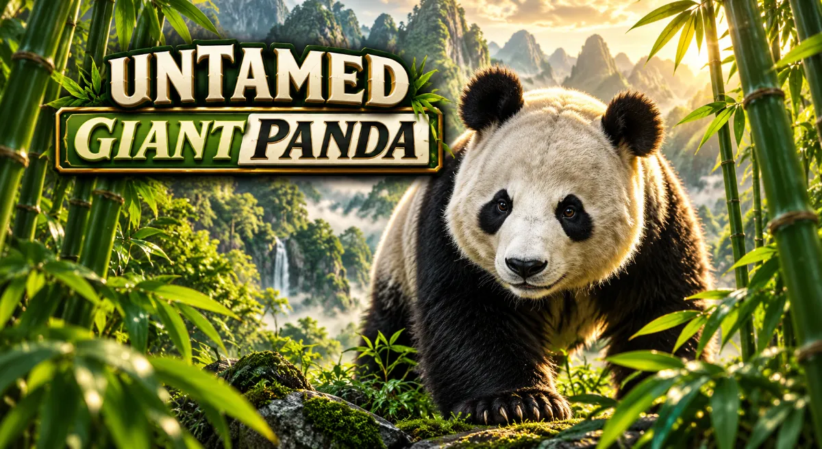 Untamed giant panda in bamboo forest