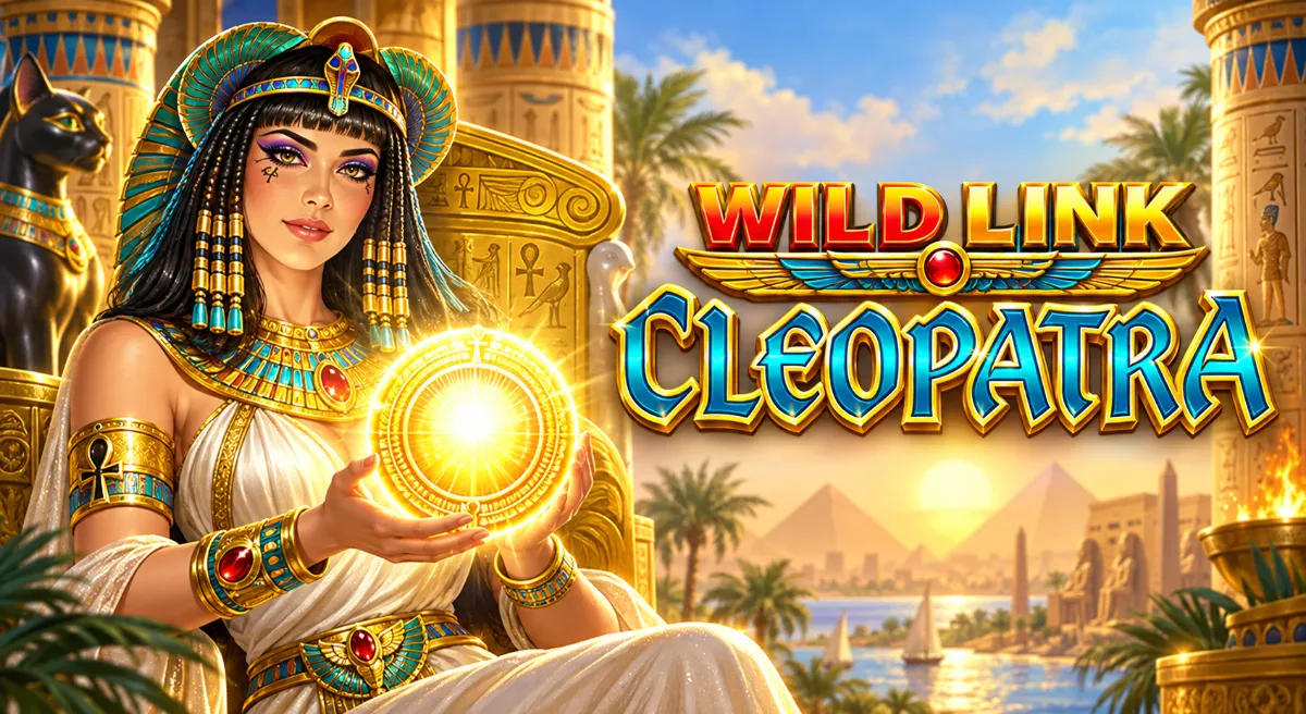 ภาพคลีโอพัตราถือลูกแก้วเรืองแสงบนปกเกม Wild Link Cleopatra