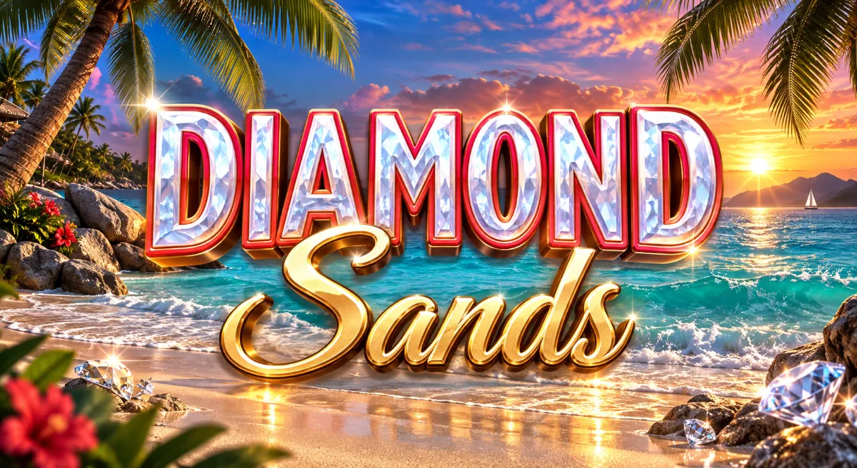 ภาพปกเกมสล็อต Diamond Sands ธีมชายหาดหรูและอัญมณีริมทะเล