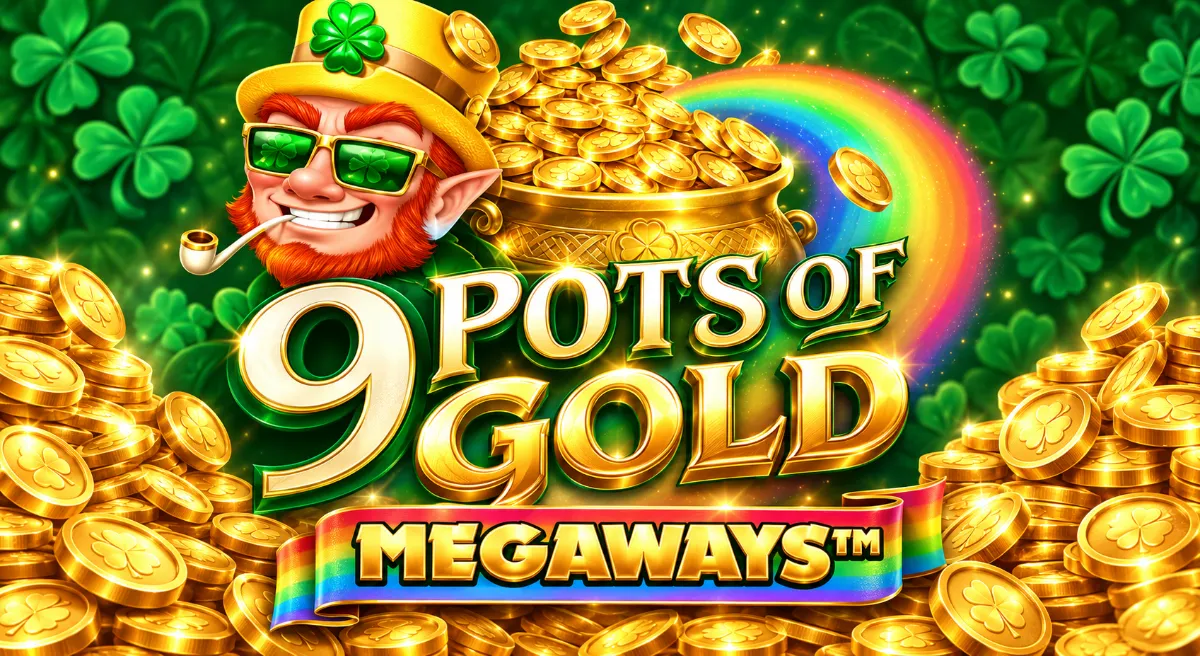 เลพริคอนกับหม้อทองและสายรุ้งในเกม 9 Pots Of Gold Megaways