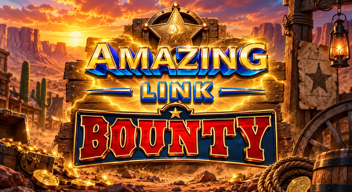 ปกเกม Amazing Link Bounty ธีมคาวบอยตะวันตกพร้อมตรานายอำเภอ