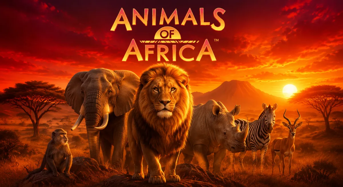 Animals of Africaเกมสล็อต Microgaming ธีมสัตว์ป่าแอฟริกา