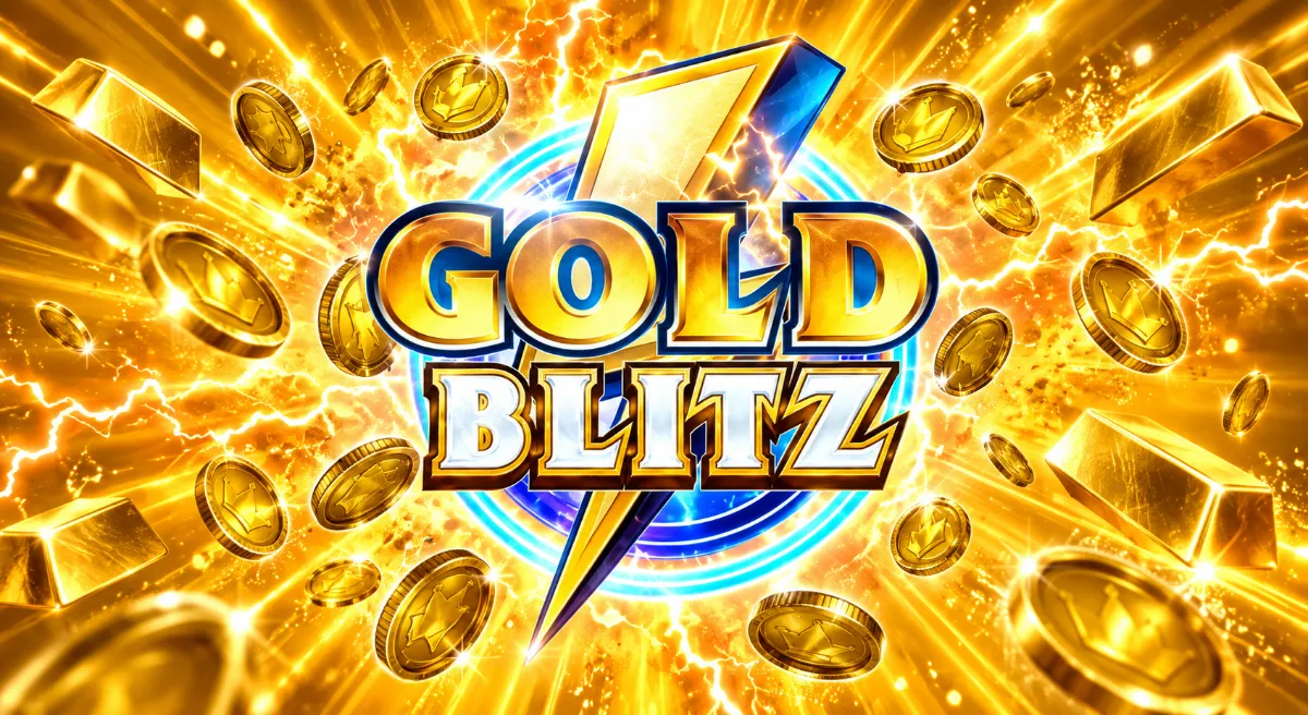 Gold Blitz สล็อตธีมทองคำพร้อมสายฟ้า เหรียญทอง และทองคำแท่ง
