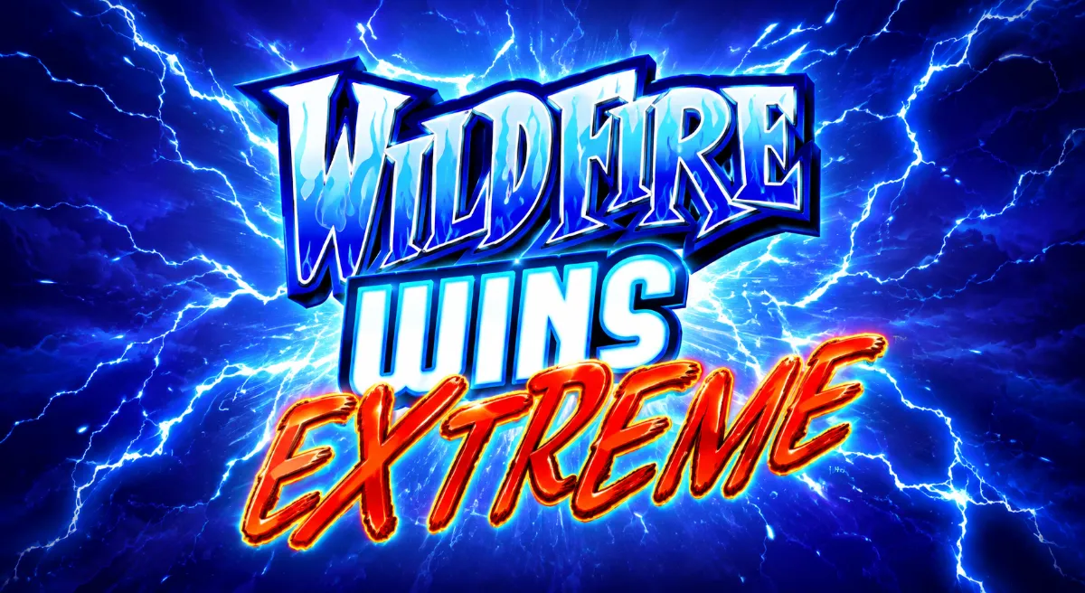 Wildfire Wins Extreme สล็อตออนไลน์ธีมสายฟ้าสีน้ำเงินและเปลวไฟสีแดง