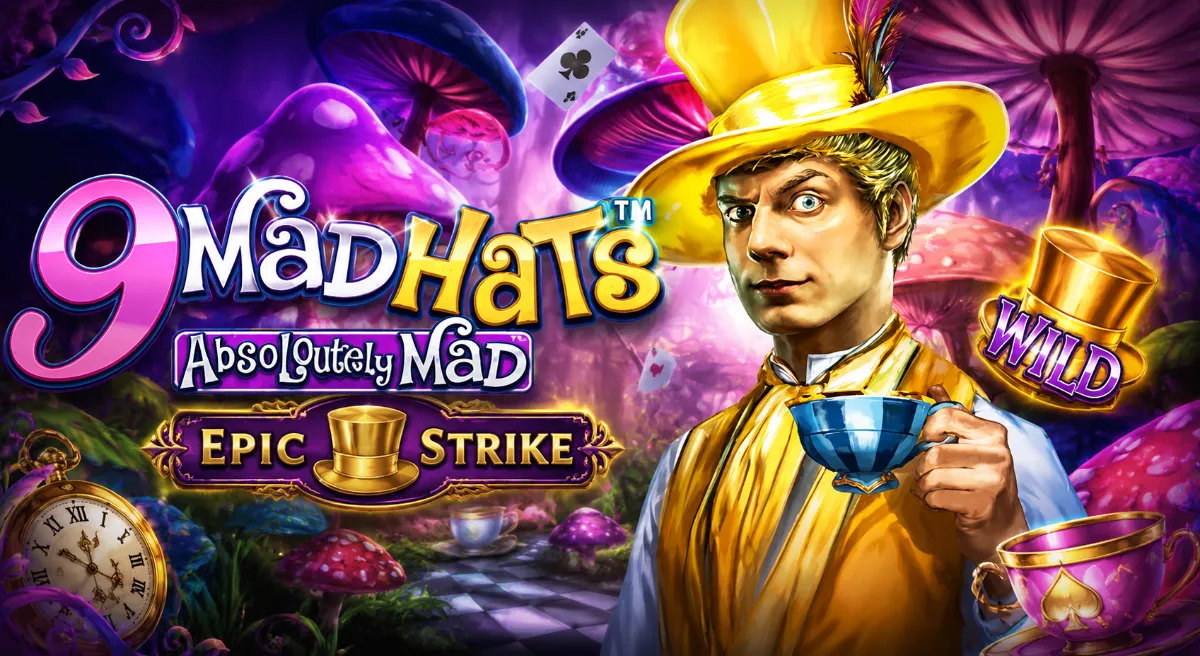 9 Mad Hats สล็อตแฟนตาซี Mad Hatter พร้อม Epic Strike