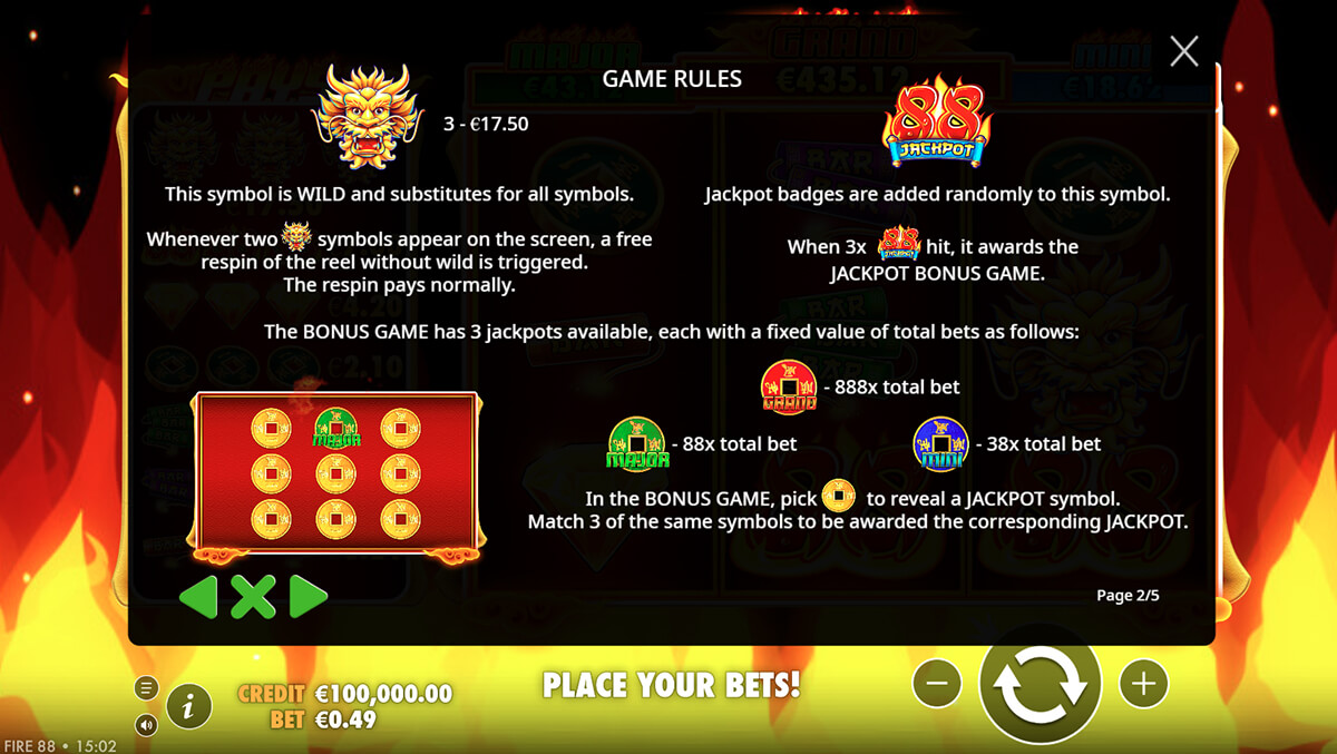 ฟีเจอร์ของเกม Fire 88 ระบบรางวัลและกลไกการเล่น Slotxo