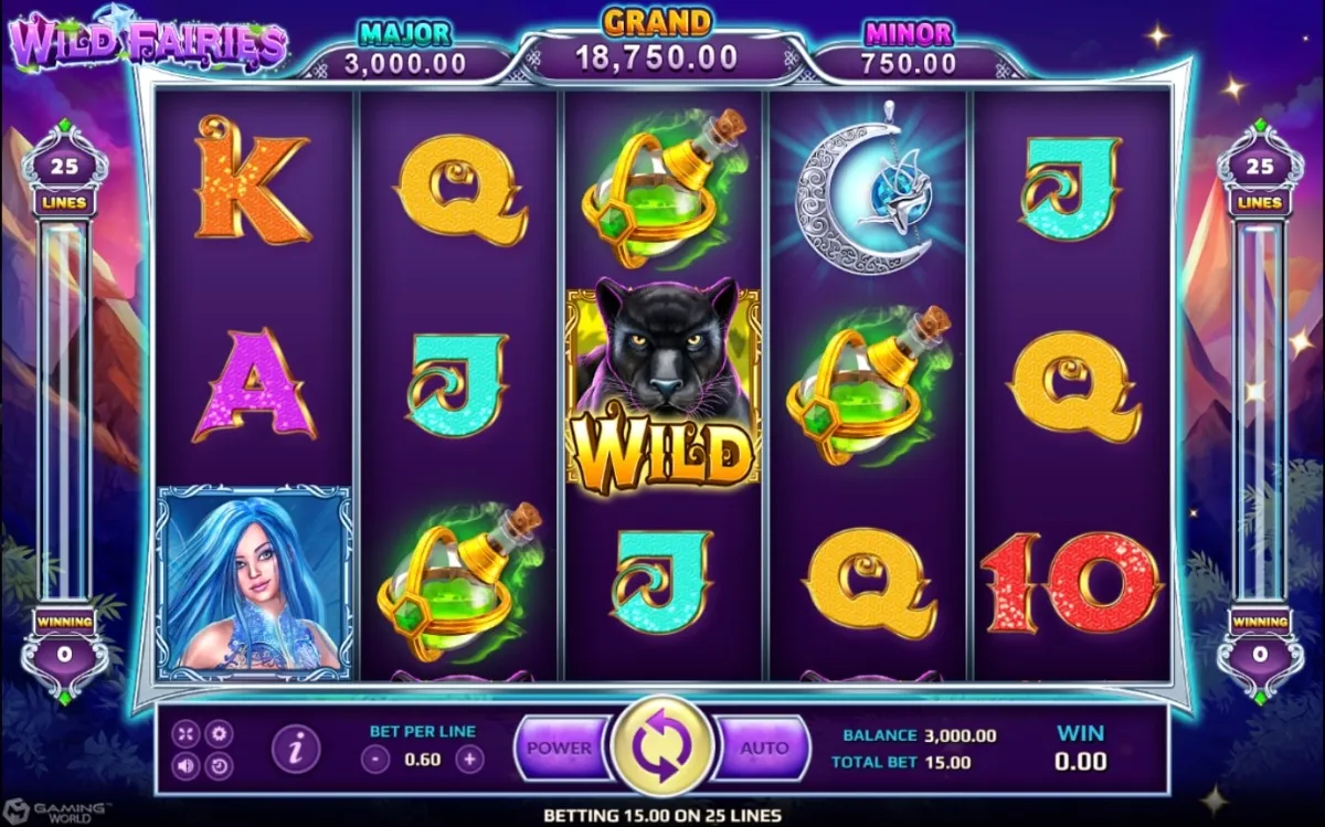 หน้าเกม Wild Fairies แสดงนางฟ้าและบรรยากาศป่าแฟนตาซี