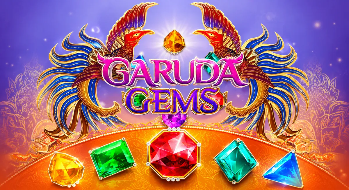 Garuda Gems PGSLOT ภาพปกเกมสล็อตพญาครุฑและอัญมณีทอง