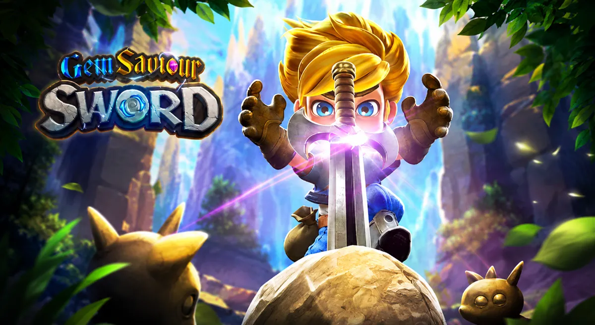 Gem Saviour Sword PG SLOT ภาพปกนักรบดาบคริสตัลในโลกแฟนตาซี