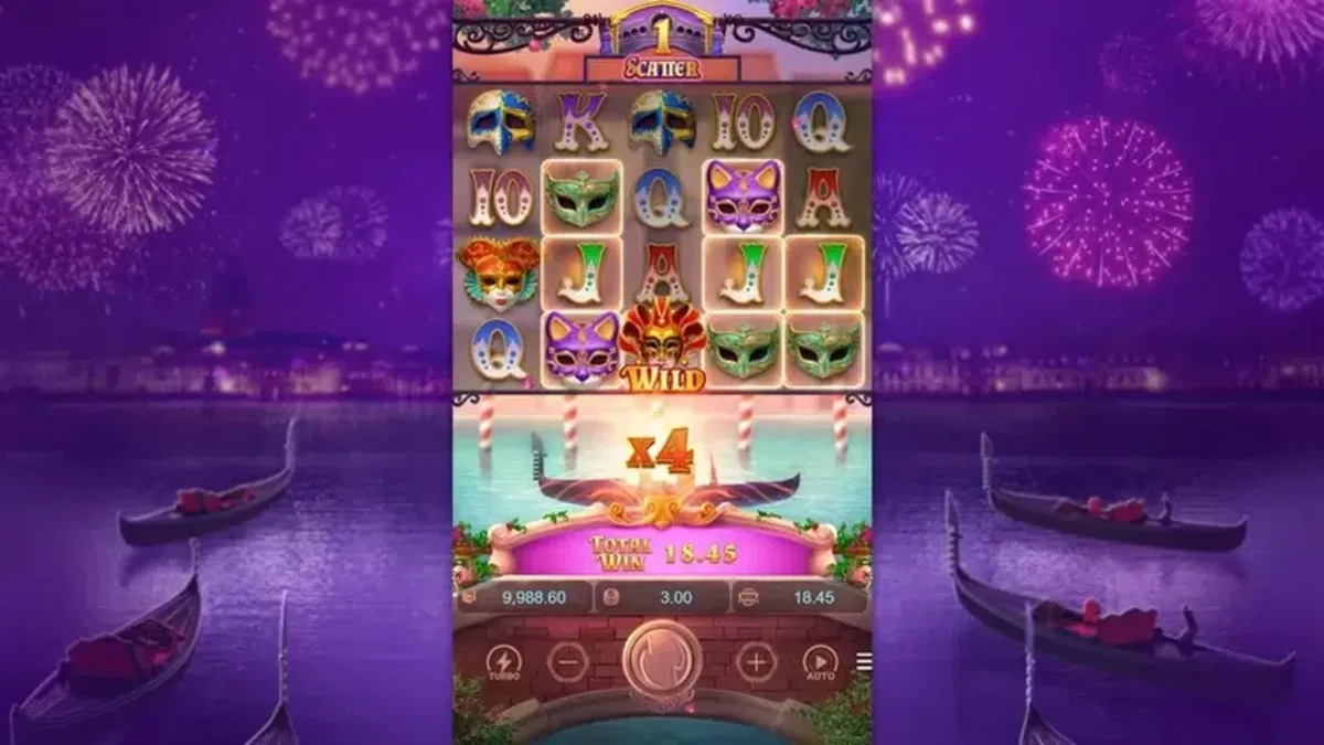 รีลเกมสล็อต Mask Carnival PGSLOT พร้อมสัญลักษณ์คาร์นิวัล