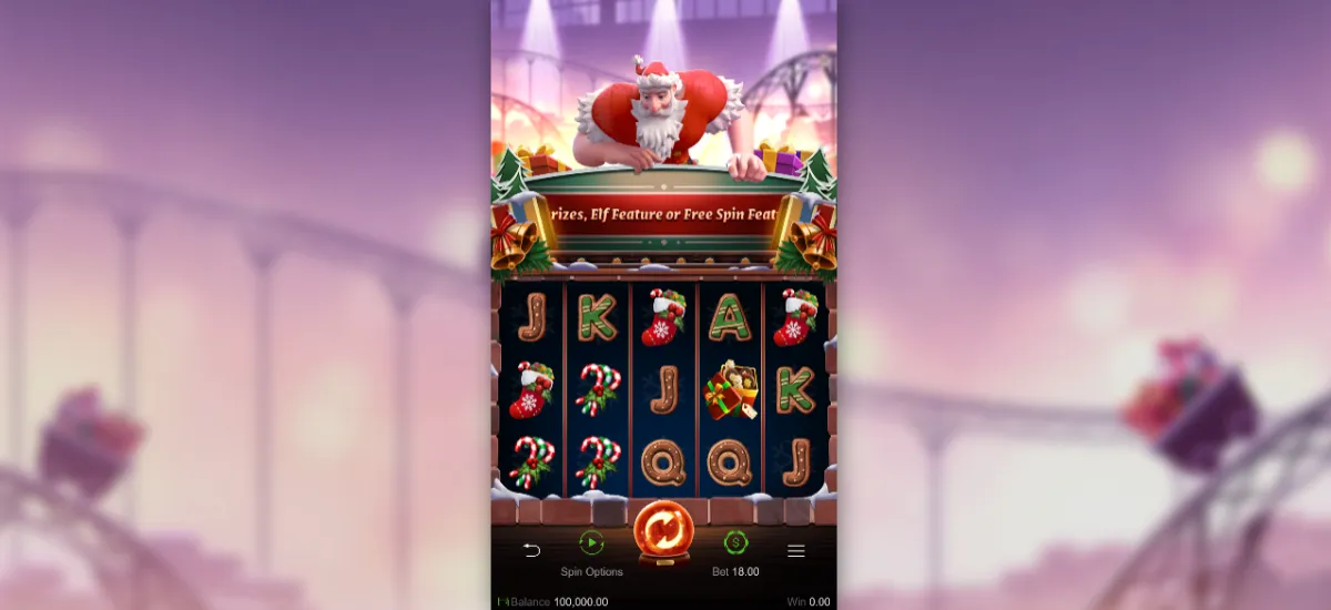 วงล้อโบนัส Santa’s Gift Rush PG SLOT พร้อมเอฟเฟกต์หิมะและฟรีสปิน