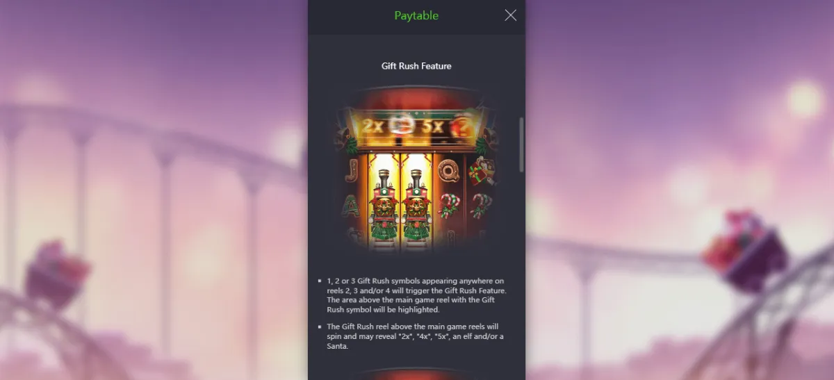 หน้าเกม Santa’s Gift Rush PG SLOT ธีมหิมะและไฟคริสต์มาส