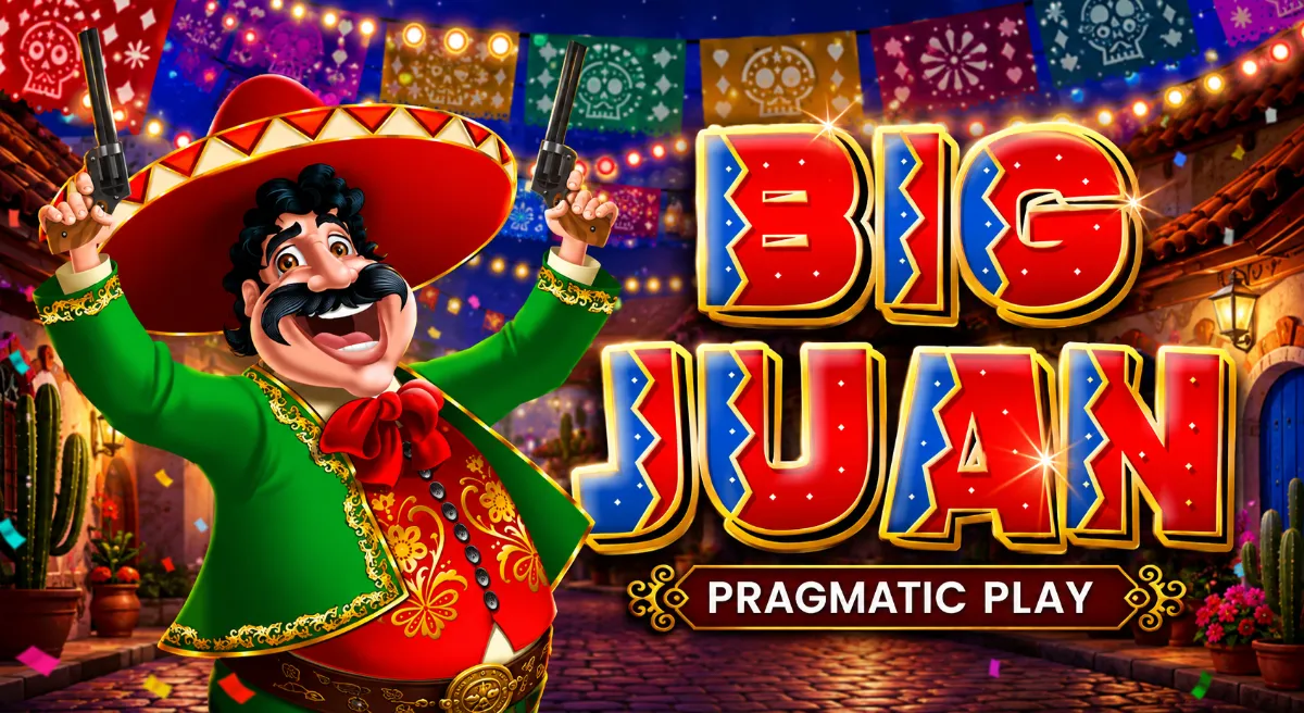ภาพหน้าปกเกม Big Juan สล็อตธีมเม็กซิโกจาก Pragmatic Play พร้อมตัวละครและวงล้อเกม