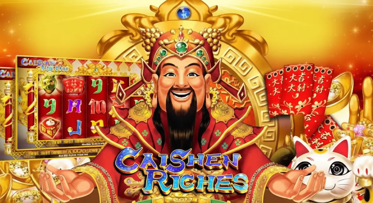 หน้ารีวิว Caishen Riches ธีมจีนมงคลและบรรยากาศความมั่งคั่ง