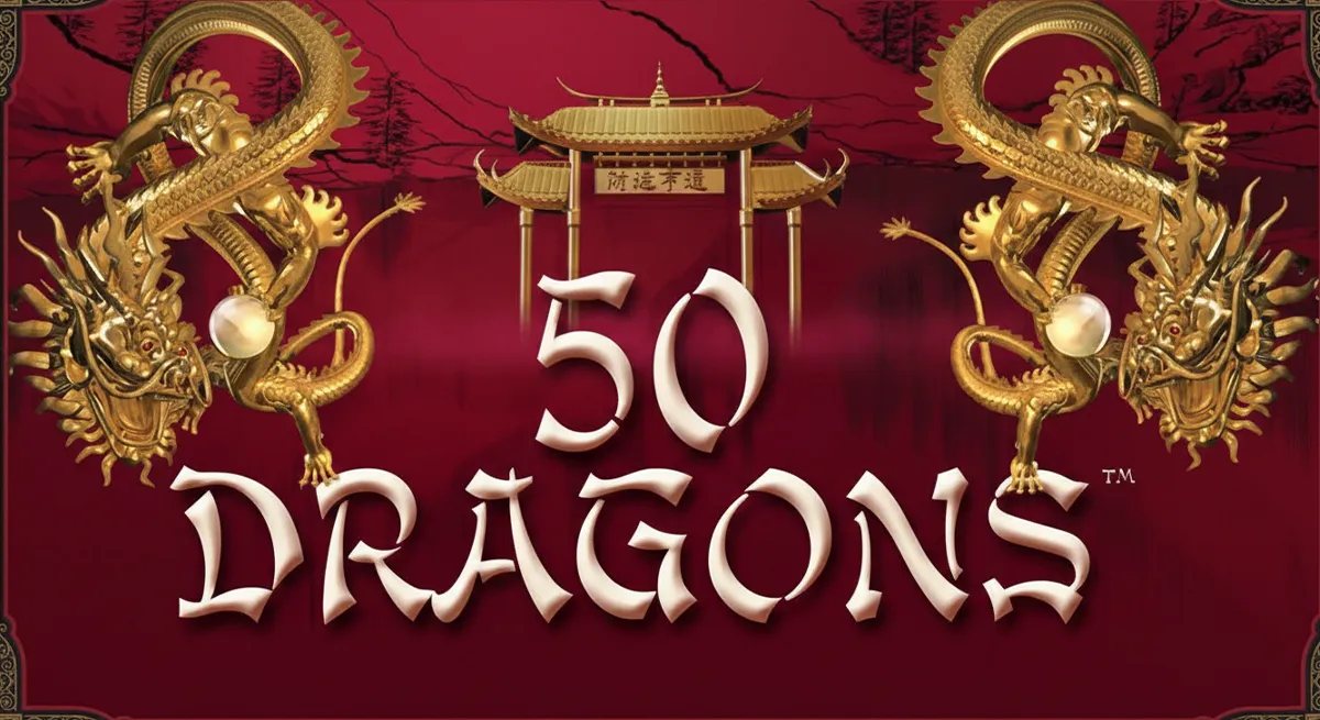 หน้ารีวิว Fifty Dragons ธีมมังกรจีนและโทนสีแดงทอง