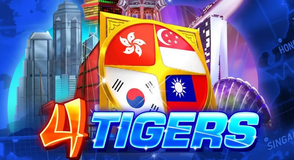 หน้ารีวิว Four Tigers ธีมสัตว์พลังและโทนสีเข้มดุดัน