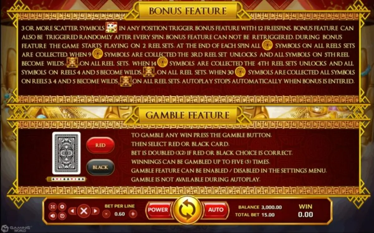 ตารางสัญลักษณ์ Caishen Riches แสดงอัตราการจ่ายรางวัล