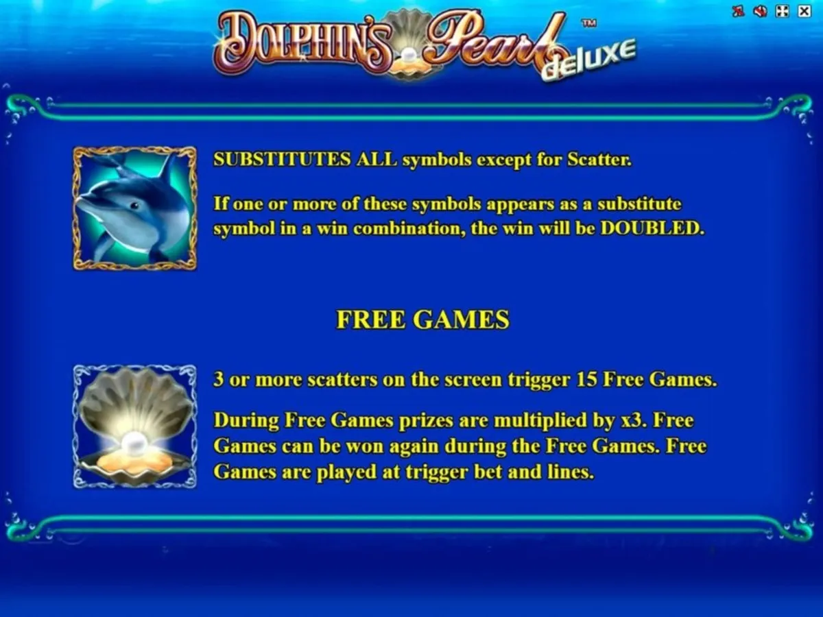 ตารางสัญลักษณ์ Dolphin’s Pearl Deluxe แสดงอัตราการจ่ายรางวัล