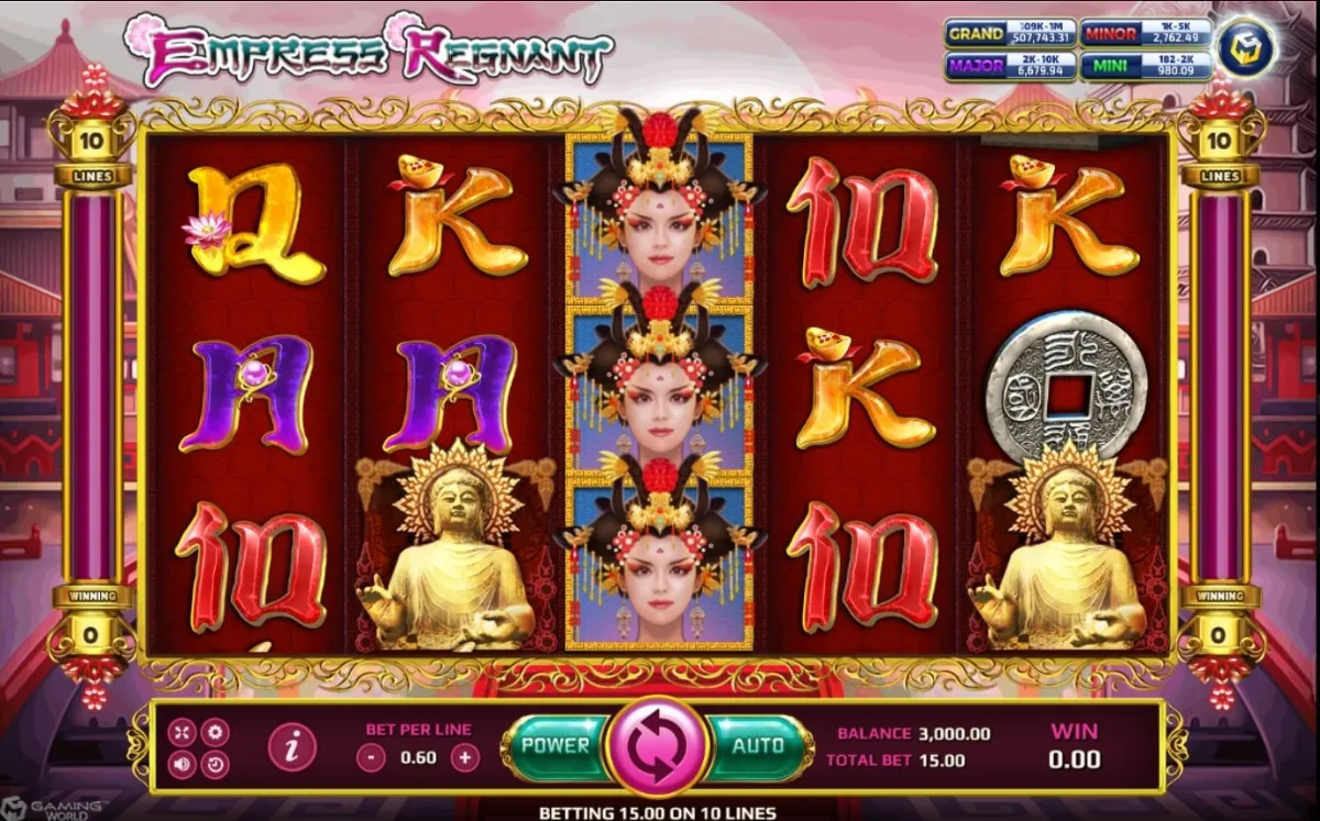 หน้าเกม Empress Regnant แสดงจักรพรรดินีและบรรยากาศราชสำนักจีน