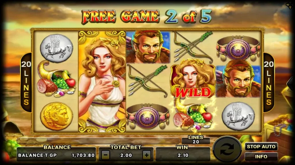 หน้าเกม Hercules แสดงเทพเฮอร์คิวลีสและบรรยากาศตำนานกรีก