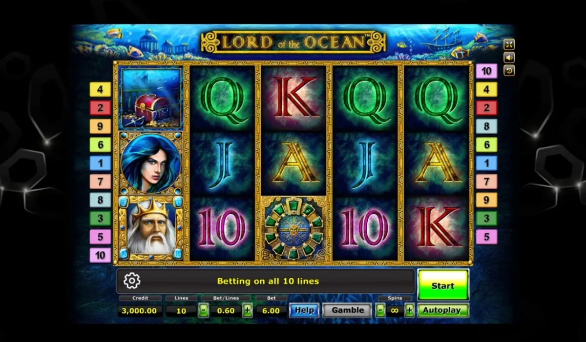 หน้าเกม Lord of the Ocean แสดงเทพทะเลและบรรยากาศใต้มหาสมุทร