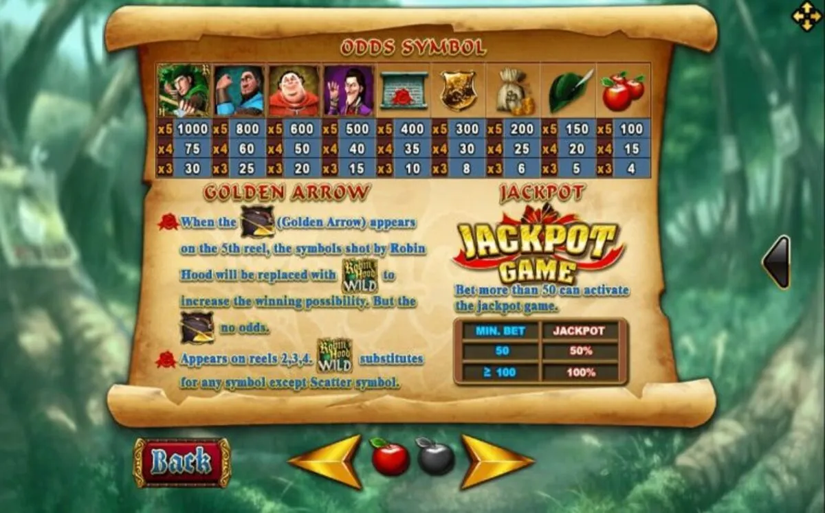 รีลเกม Robin Hood พร้อมสัญลักษณ์ธนู เหรียญ และตัวละครหลัก
