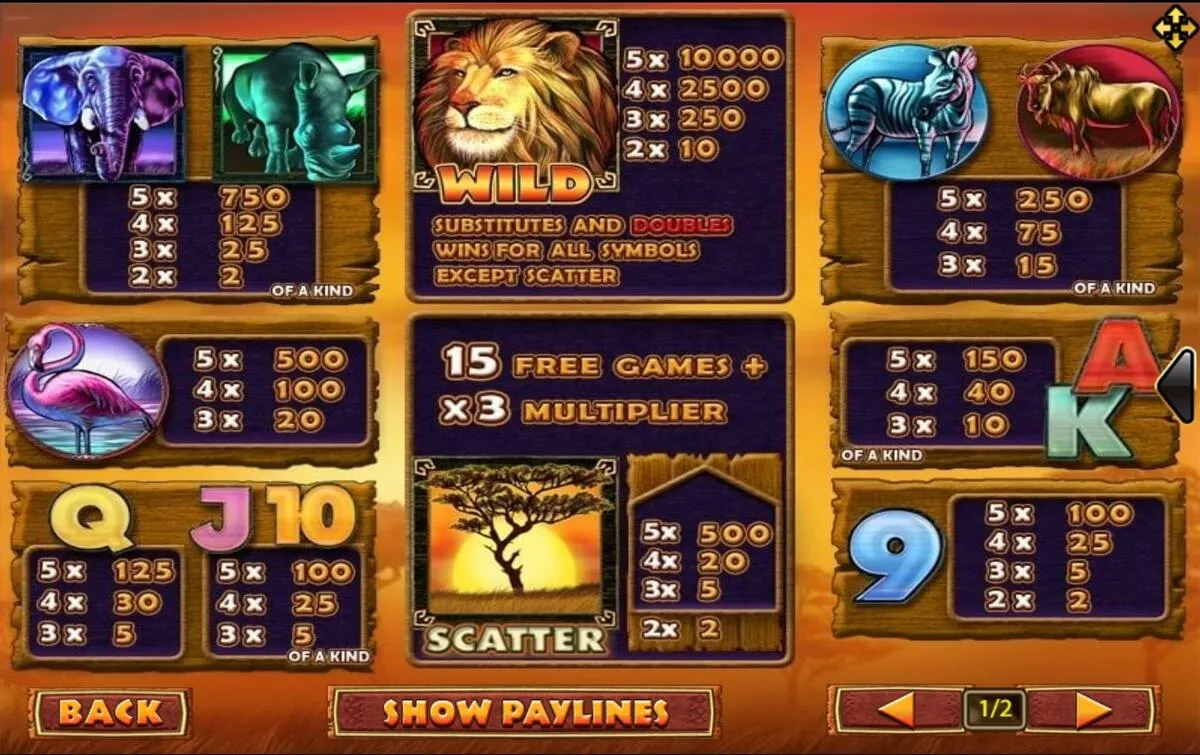 safari heat reel animal symbols