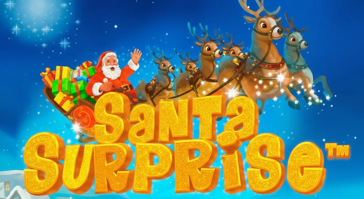 หน้ารีวิว Santa Surprise ธีมเทศกาลคริสต์มาสและโทนสีแดงเขียว