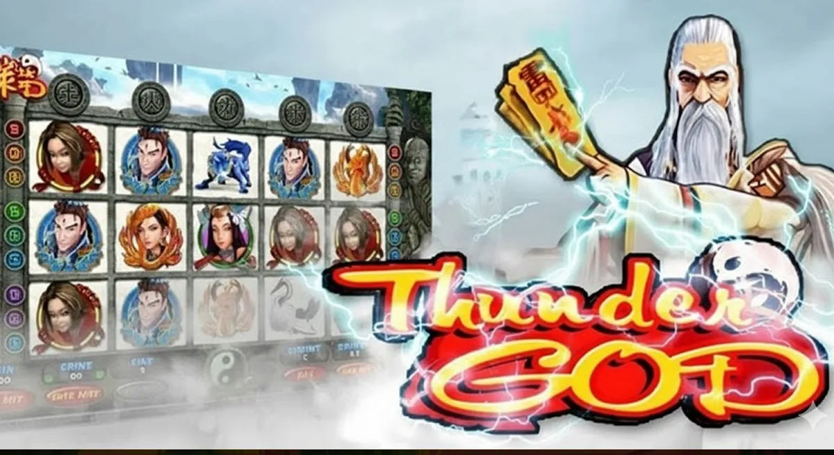 หน้ารีวิว Thunder God ธีมเทพเจ้าสายฟ้าและบรรยากาศพลังอำนาจ