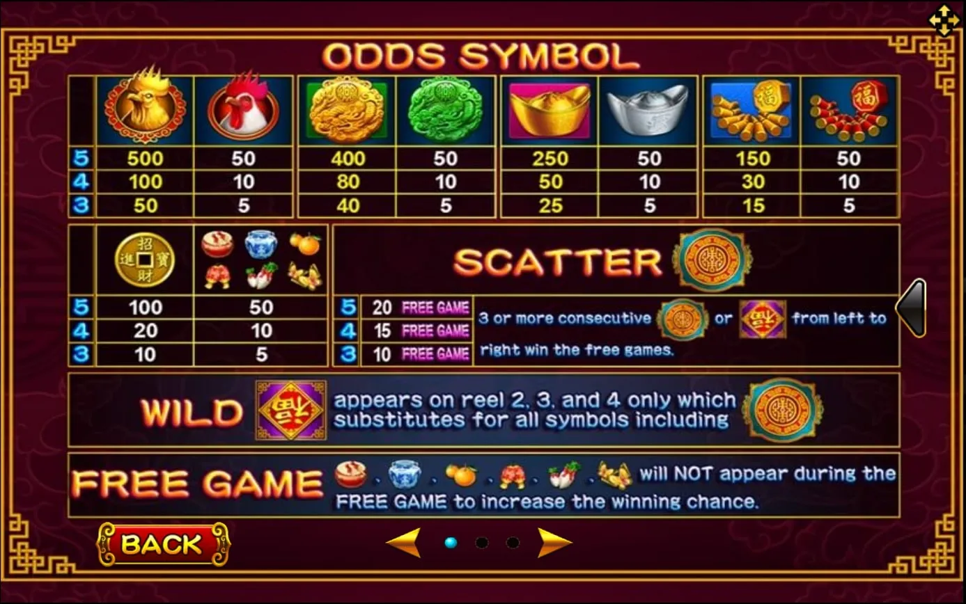 รีลเกม XO Golden Rooster พร้อมสัญลักษณ์ไก่ทองและเหรียญมงคล