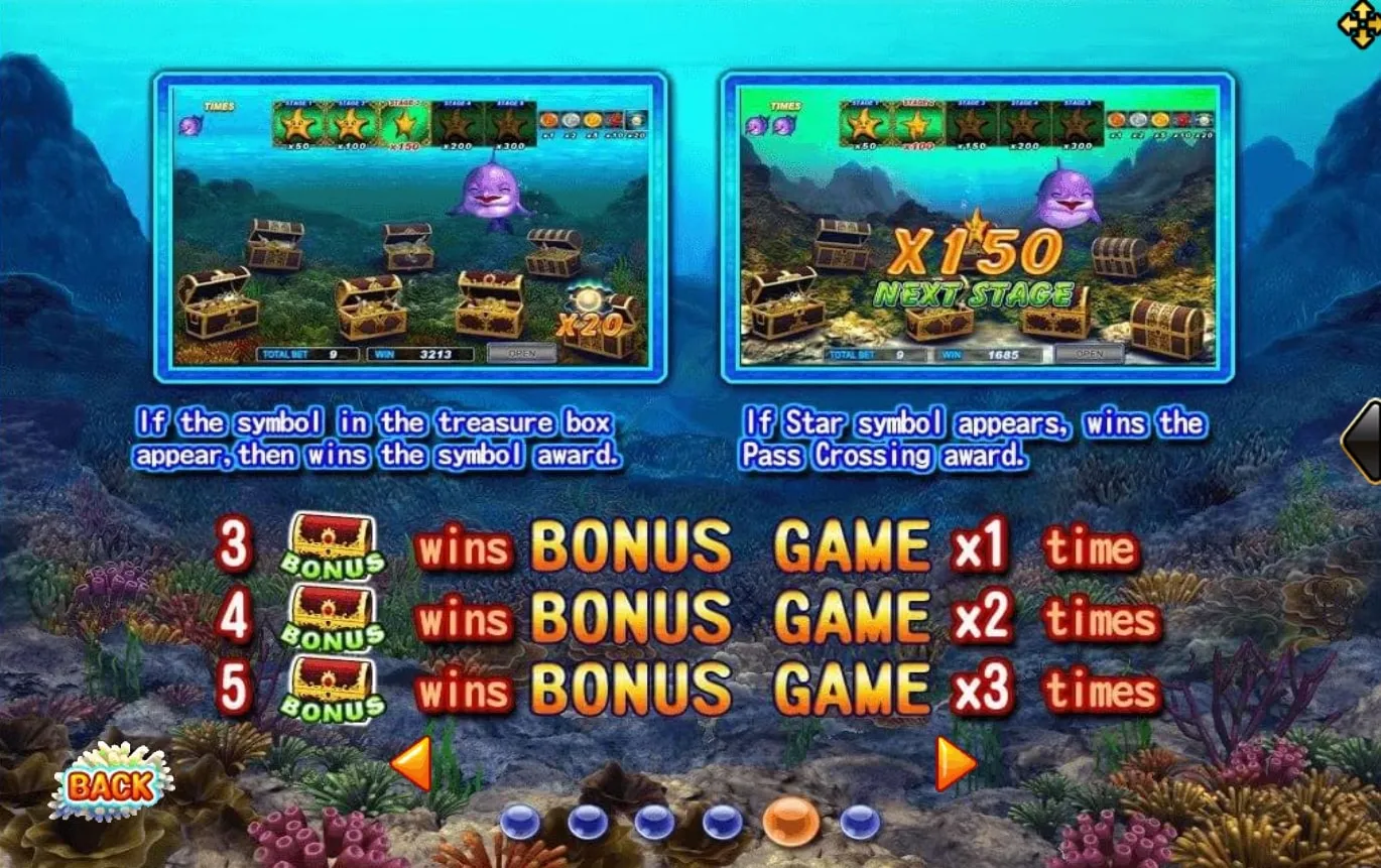 รีลเกม XO Ocean Paradise พร้อมสัญลักษณ์ปลาและสิ่งมีชีวิตใต้น้ำ