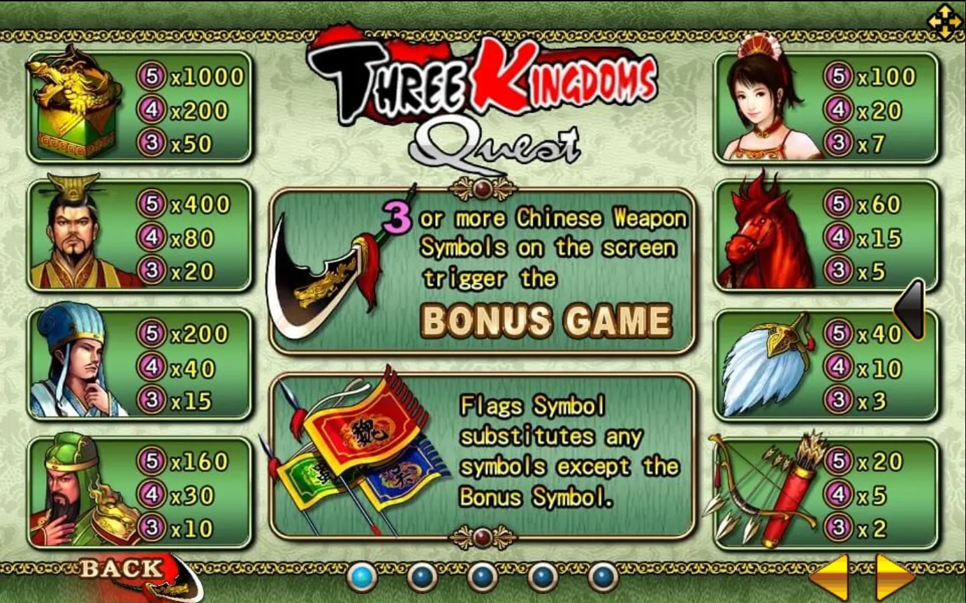 รีลเกม XO Three Kingdoms Quest พร้อมสัญลักษณ์ขุนศึกและอาวุธโบราณ