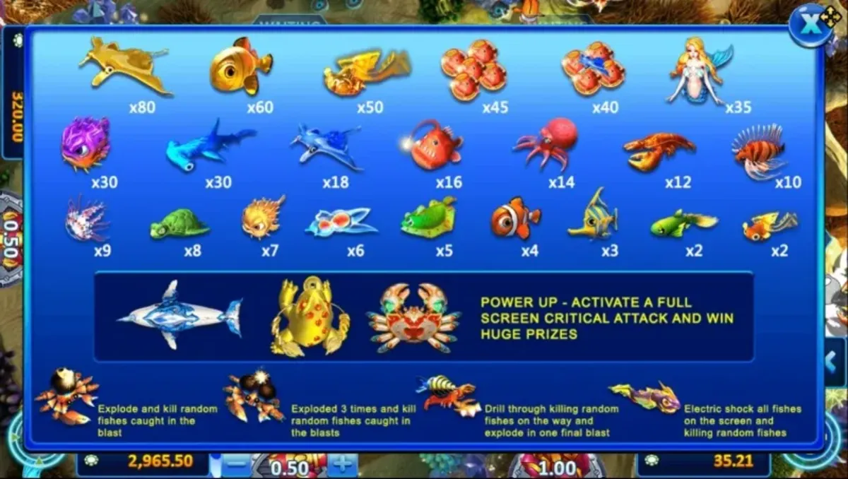 รีลเกม Fish Hunting Happy Fish 5 แสดงปลาหลากสีและอาวุธยิงปลา