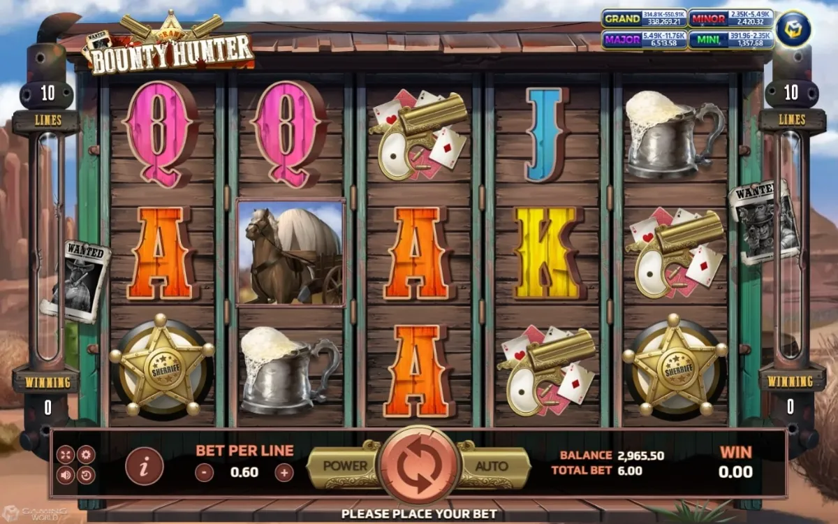 ภาพรวมเกมสล็อต Bounty Hunter ค่าย SLOTXO ธีมนักล่าค่าหัวในบรรยากาศตะวันตก