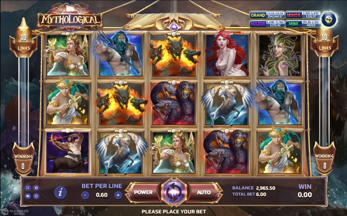 ภาพรวมสล็อต Mythological ค่าย SLOTXO ธีมเทพเจ้าและตำนานบนกระดานเกม