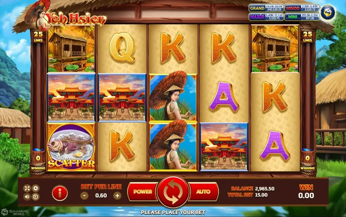 ภาพรวมเกมสล็อต Yeh Hsien ค่าย SLOTXO ธีมนิทานจีนและเจ้าหญิงบนวงล้อ