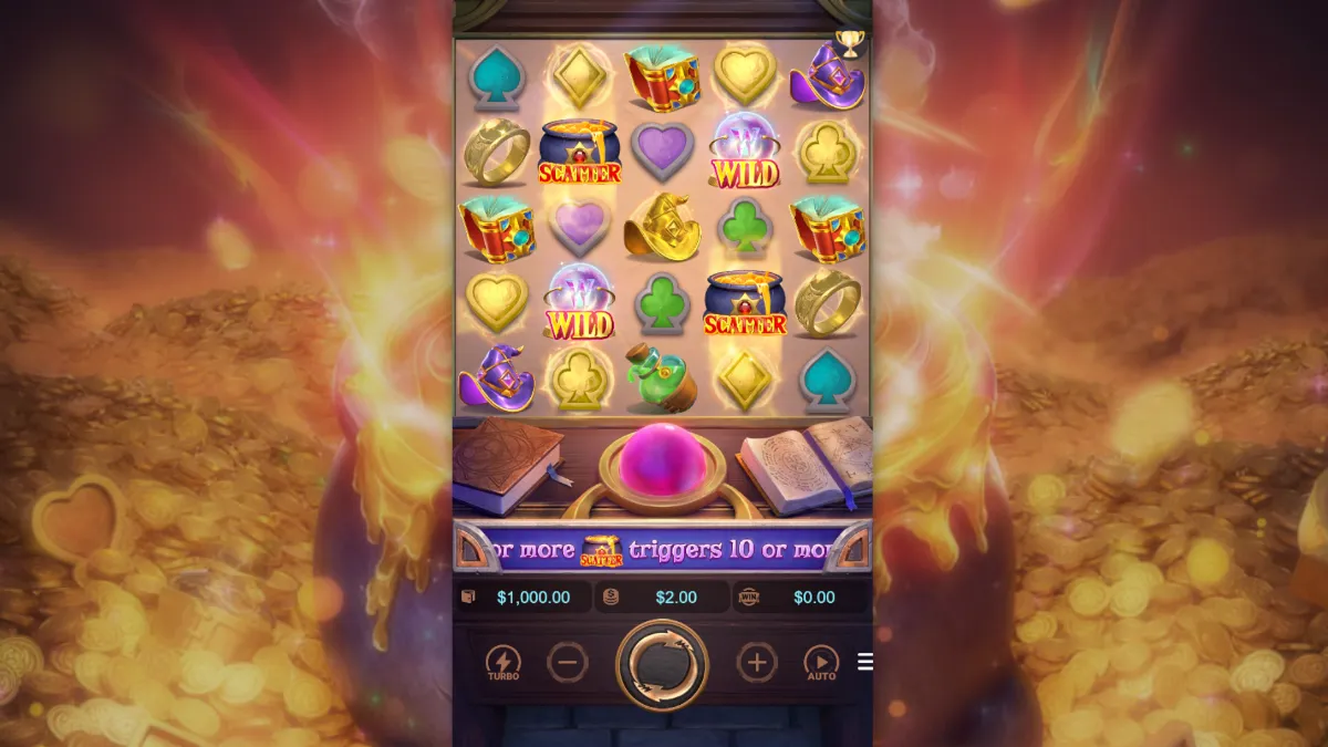 Alchemy Gold เกมสล็อตแฟนตาซีคริสตัลทองคำและคัมภีร์เวทมนตร์โบราณ