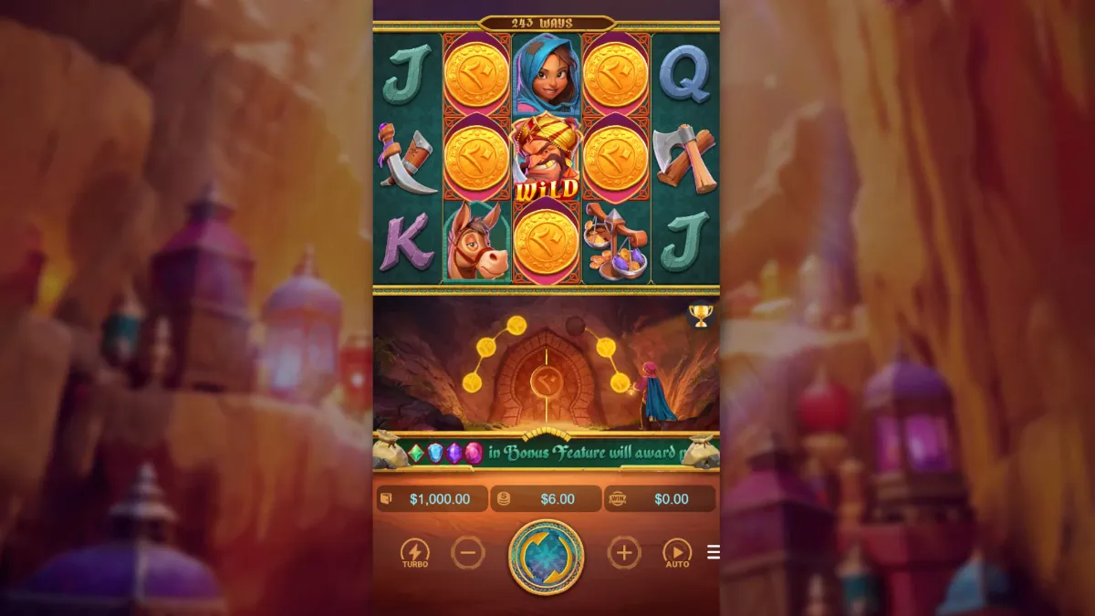 ฟีเจอร์โบนัส Hold and Win ในเกม Alibaba's Cave of Fortune PGSLOT
